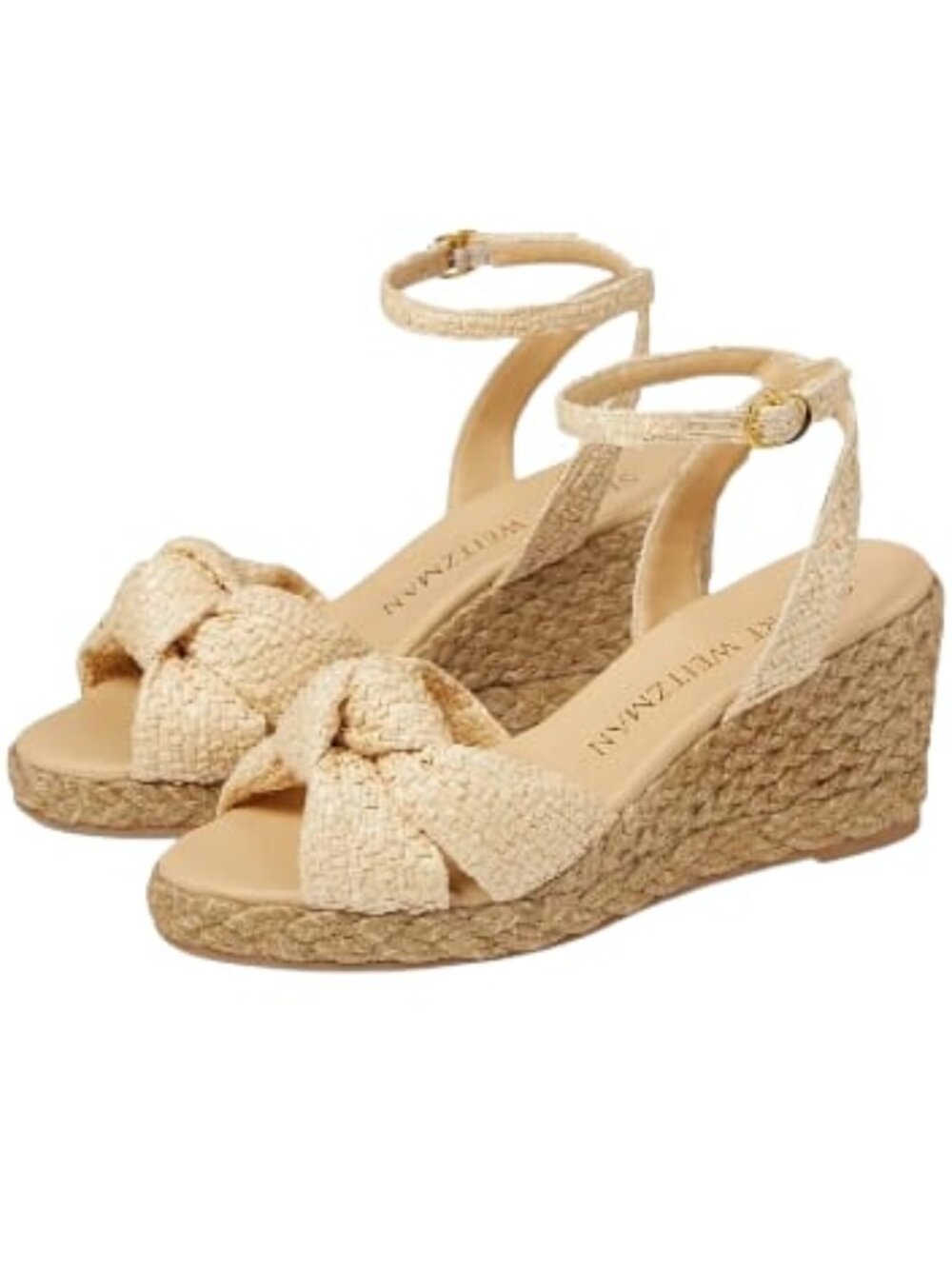 Stuart Weitzman Playa Espadrille Knot Wedge Wheat/Natural, Size 7.5 B